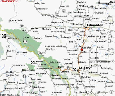 Red Deer regions map